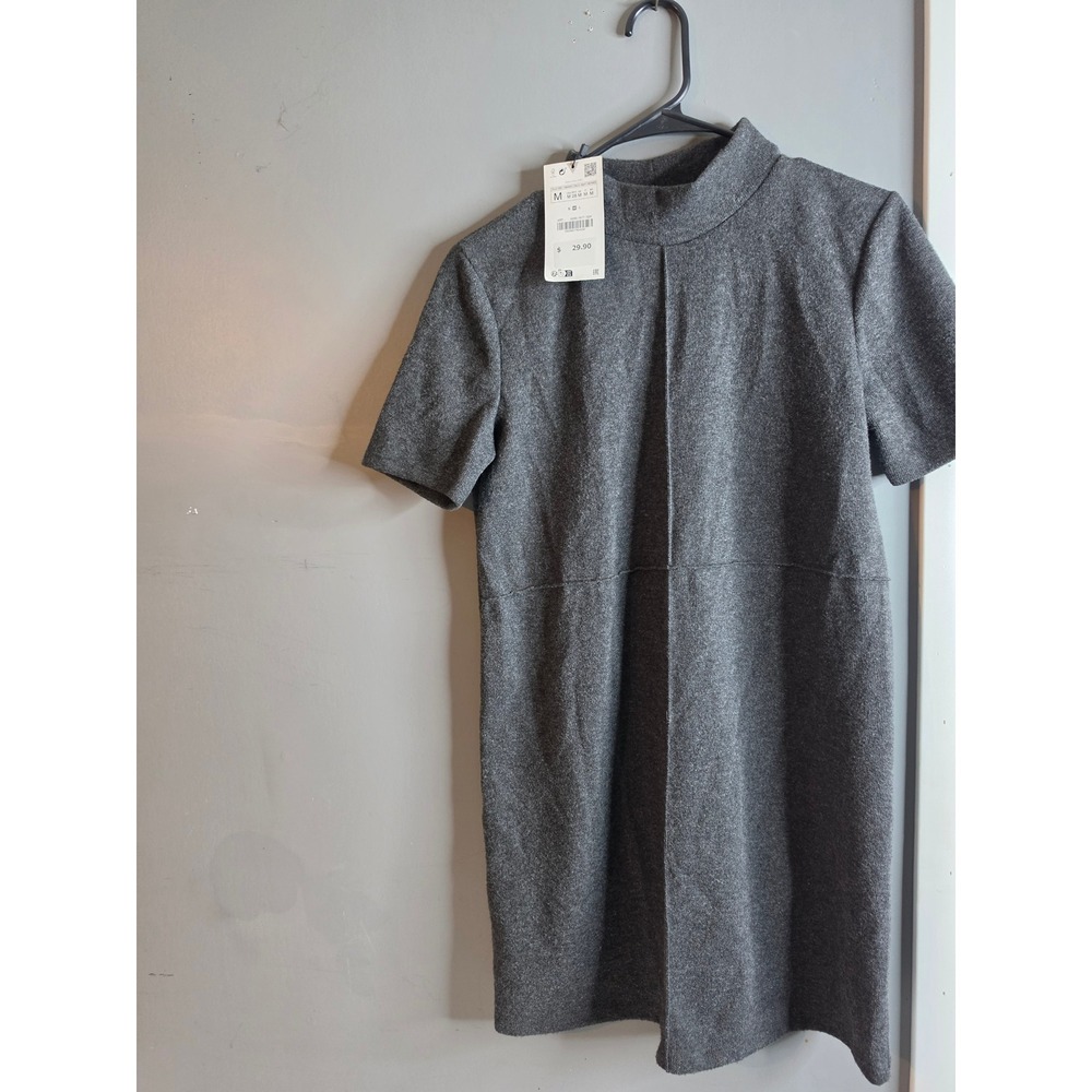 Zara Grey Mock Neck Short Sleeve Mini Dress 5039/817/824